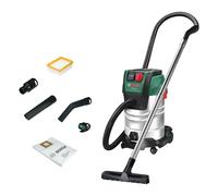 Bosch Aspiratore a filo PAS30-240PRSS (Tubi di prolunga (acciaio inossidabile), tubo flessibile 2,2 m, tubo a gomito/impugnatura, bocchette, borsa, filtro plissettato piatto (HEPA)
