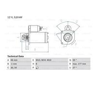 BOSCH Avviamento Starter 0.8 kW Per Dacia Sandero Logan MCV Renault Kangoo/Grand