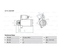 BOSCH Avviamento Starter 1.2 kW Per Honda Civic VIII Hatchback 1.4 Jazz III 1.3i