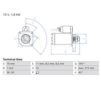 BOSCH Avviamento Starter 1.6 kW Per MINI Mini Countryman One Cooper BMW 2 Active