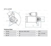 BOSCH Avviatore Starter 1 kW Per Mazda 2 DE DH 3 1.3 DE 1.5 BL 1.6 MZR BM