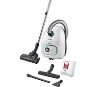 Bosch BGLS4HYG2 Serie 4, Aspirapolvere a Traino con Sacco, Potenza 800W, Sacchetti AirFresh XL, Filtro Anti-Allergy, Spazzola Parquet, Raggio d'azione 10 m, Bianco