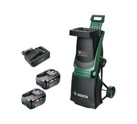 Bosch Biotrituratore a batteria UniversalShredder 2x18V-25 (lame in acciaio temprato, taglia rami fino a 25 mm, motore brushless, incl. 2 batterie 18V da 4.0Ah, sacco raccolta 28 l, caricatore)