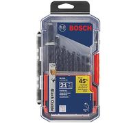 BOSCH BL21A, Set di 21 punte per trapano in ossido nero assortite, con custodia inclusa, per applicazioni in metallo di calibro leggero, legno, plastica