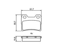 Bosch BP1752 Pastiglie Freno, Asse Posteriore, Certificato ECE-R90, 1 Set di 4 Pastiglie
