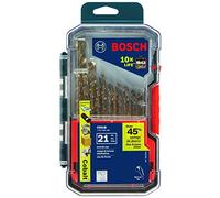 BOSCH CO21B Set di 21 punte da trapano in metallo Cobalto M42 con gambo piatto per applicazioni di foratura in acciaio inox, ghisa, titanio, metallo leggero, alluminio