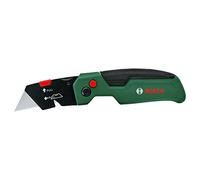 Bosch coltello ripiegabile (robusto e compatto; acciaio inossidabile; comandabile con una sola mano; rapida sostituzione della lama; gancio da cintura; custodia per lame; con 3 lame in acciaio SK5)