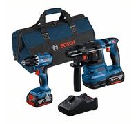 Bosch Combinato Kit 2-tlg. 18V : GSR 18V-45 + Gbh 18V-22 + 2 X Batteria 4.0Ah,