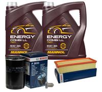 BOSCH Controllo Set 10L MANNOL Energy Combi LL 5W-30 Per Audi 80 1.8 S 2.0