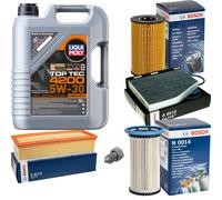 BOSCH Controllo Set 5 L LIQUI MOLY Top Tec 4200 5W-30 Per Skoda Yeti 2.0 TDi