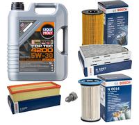 BOSCH Controllo Set 5 L LIQUI MOLY Top Tec 4200 5W-30 Per Skoda Yeti 2.0 TDi