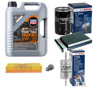 BOSCH Controllo Set 5 L LIQUI MOLY Top Tec 4200 5W-30 Per VW Polo Classic