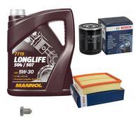 BOSCH Controllo Set 5 L MANNOL 5W-30 LONG LIFE Per Audi A4 2.6 2.8 Quattro