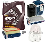 BOSCH Controllo Set 5 L MANNOL 5W-30 LONG LIFE Per Audi A4 Cabriolet 1.8 T