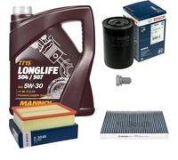 BOSCH Controllo Set 5 L MANNOL 5W-30 LONG LIFE Per Audi A4 Cabriolet 1.8 T