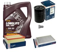 BOSCH Controllo Set 5 L MANNOL 5W-30 LONG LIFE Per Audi A4 Cabriolet 1.8 T