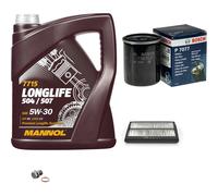 BOSCH Controllo Set 5 L MANNOL 5W-30 LONG LIFE Per Honda Accord VI 1.8i 2.0i