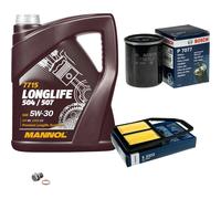 BOSCH Controllo Set 5 L MANNOL 5W-30 LONG LIFE Per Honda Civic VII Hatchback