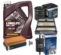 BOSCH Controllo Set 5 L MANNOL 5W-30 LONG LIFE Per Lancia Zeta 2.0 16V