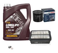 BOSCH Controllo Set 5 L MANNOL 5W-30 LONG LIFE Per Suzuki Baleno Schrägheck