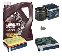 BOSCH Controllo Set 5 L MANNOL 5W-30 LONG LIFE Per VW Touran TSI Audi A3