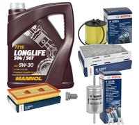 BOSCH Controllo Set 5 L MANNOL 5W-30 LONGLIFE Per VW Golf V 1.6 FSI Audi A3