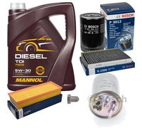 BOSCH Controllo Set 5 L MANNOL DIESEL TDI 5W-30 Per VW Caddy II Kasten 1.9