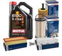 BOSCH Controllo Set 5 L MOTUL 8100 X-CLEAN 5W-40 Per Audi A3 2.0 TDI 16V VW