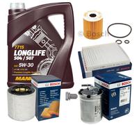 BOSCH Controllo Set 5L MANNOL 5W-30 LONG LIFE Per VW Polo 1.2 TDI Seat Ibiza