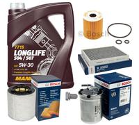 BOSCH Controllo Set 5L MANNOL 5W-30 LONG LIFE Per VW Polo 1.2 TDI Seat Ibiza