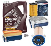 BOSCH Controllo Set 5L MANNOL 5W-30 LONG LIFE Per VW Skoda Caddy IV Kombi