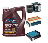 BOSCH Controllo set 5L MANNOL Ceramic 5W-40 passend per Dacia Duster