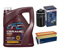 BOSCH Controllo Set 5L MANNOL Ceramic Pro 10W-40 Per Audi Q3 8UB 8UG 2.0