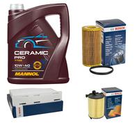 BOSCH Controllo Set 5L MANNOL Ceramic Pro 10W-40 Per VW EOS 1F7 1F8 2.0 FSI