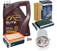 BOSCH Controllo set 5L MANNOL ELITE 5W-40 per VW Sede Polo Variant 1.9 TDI