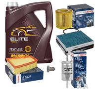 BOSCH Controllo Set 5L MANNOL ELITE 5W-40 Per VW Skoda Fox 1.2 Polo