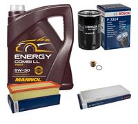 BOSCH Controllo Set 5L MANNOL Energy Combi LL 5W-30 Per Audi Coupe S2 Quattro