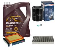 BOSCH Controllo Set 5L MANNOL Energy Combi LL 5W-30 Per Nissan Juke 1.6 DiG-T