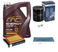BOSCH Controllo Set 5L MANNOL Energy Combi LL 5W-30 Per Nissan Juke 1.6 DiG-T