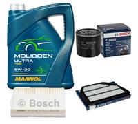 BOSCH Controllo Set 5L MANNOL MOLIBDENO ULTRA 5W-30 Per SUZUKI SWIFT V 1.4