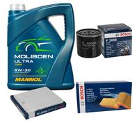 BOSCH Controllo Set 5L MANNOL MOLIBDENO ULTRA 5W-30 Per Suzuki Wagon R+ 1.0