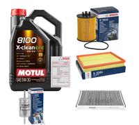 BOSCH Controllo Set 5L MOTUL 8100 X-CLEAN EFE 5W-30 Per Opel Astra G CC 1.4