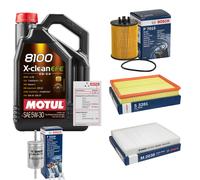BOSCH Controllo Set 5L MOTUL 8100 X-CLEAN EFE 5W-30 Per Opel Astra G CC 1.4