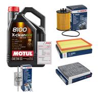 BOSCH Controllo Set 5L MOTUL 8100 X-CLEAN EFE 5W-30 Per Opel Astra G CC 1.4