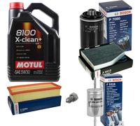 Bosch Controllo Set 5L Motul 8100 x-Pulire+5W-30 per Audi VW A3 1.8 TFSI