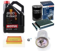 Bosch Controllo Set 5L Motul 8100 x-Pulire+5W-30 per VW Seat Caddy II Box