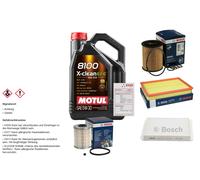 Bosch Controllo Set 5L Motul 8100 x-Pulire Efe 5W-30 per IN Legno Opel Meriva
