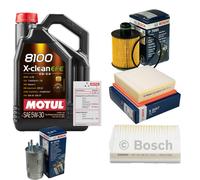 Bosch Controllo Set 5L Motul 8100 x-Pulire Efe 5W-30 per Opel Combinato Giro