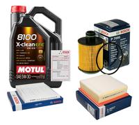 Bosch Controllo Set 5L Motul 8100 x-Pulire Efe 5W-30 per Opel Combinato Tour
