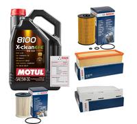 Bosch Controllo Set 5L Motul 8100 x-Pulire Efe 5W-30 per Seat Altea XL